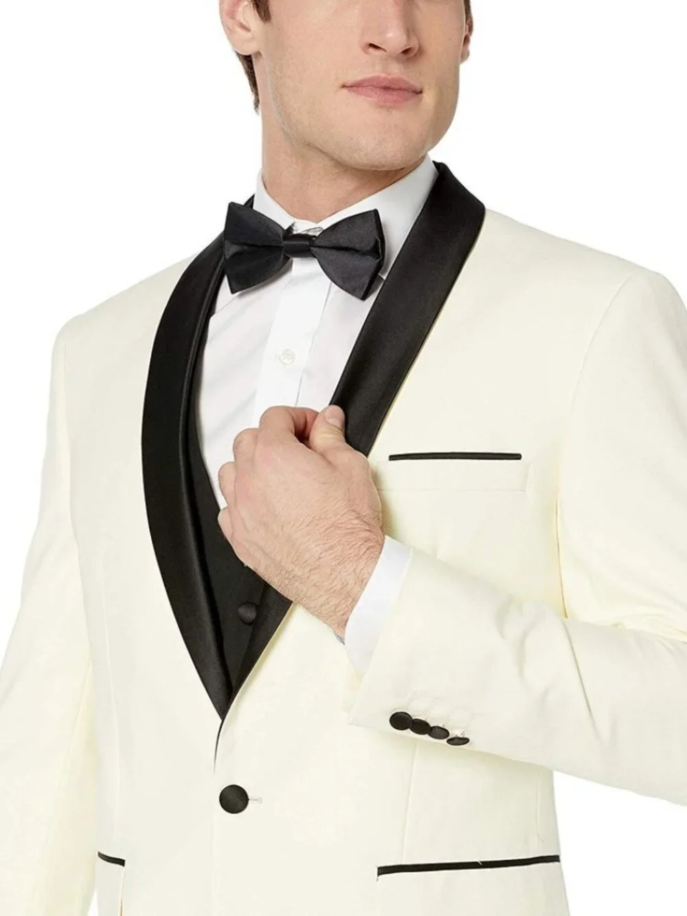 Men’s Ivory Tuxedo 3 Piece 100% Wool Statement 40R NWT